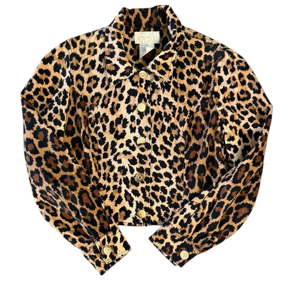 Cache Vintage Leopard Print Button-Up Lightweight… - image 1